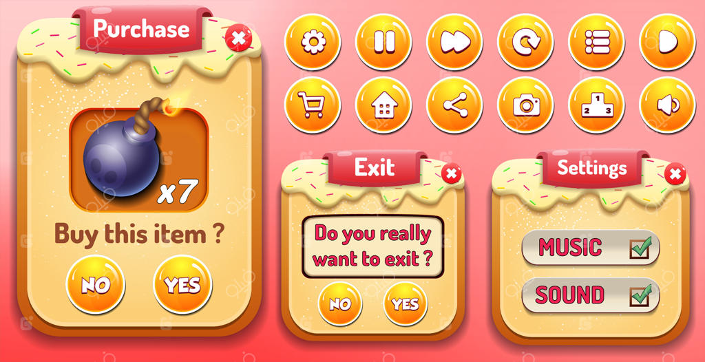 خرید، تنظیمات و خروج: ظاهر شدن منو با امتیاز و دکمه‌ها 71