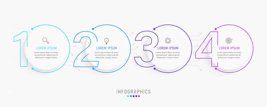 قالب طراحی اینفوگرافیک با آیکون‌ها و ۴ گزینه یا مرحله مختلف.