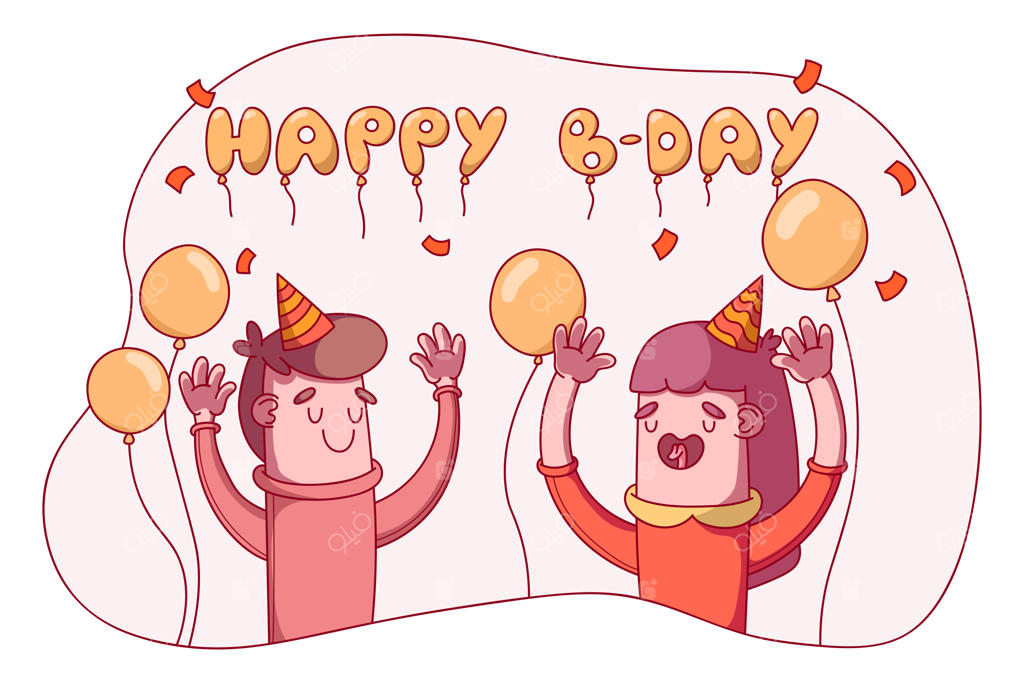 نقاشی دستی از مردمی که جشن تولد می‌گیرند