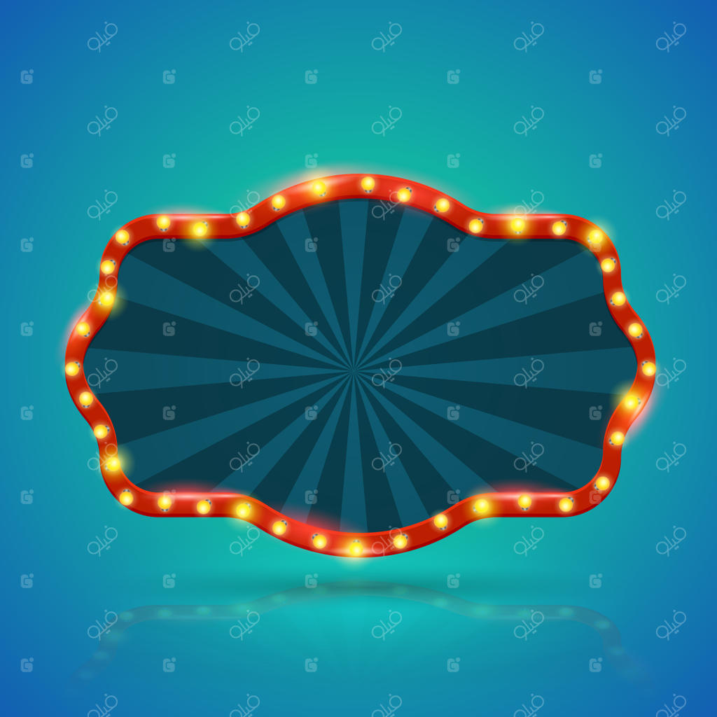 بنر نورپردازی رترو به سبک قدیمی با لامپ‌های درخشان