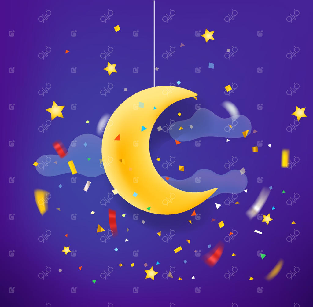 ماه زرد و ستاره‌ها در شب