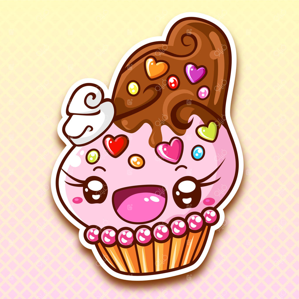 کاپ‌کیک توت‌فرنگی بامزه با خامه شکلاتی و آبنبات‌های شاد