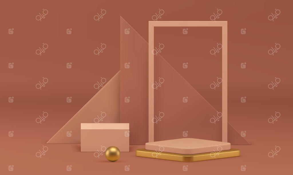ماکت سه‌بعدی پایه نمایش بژ خنثی برای ارائه محصول لوکس و واقعی‌گرایانه