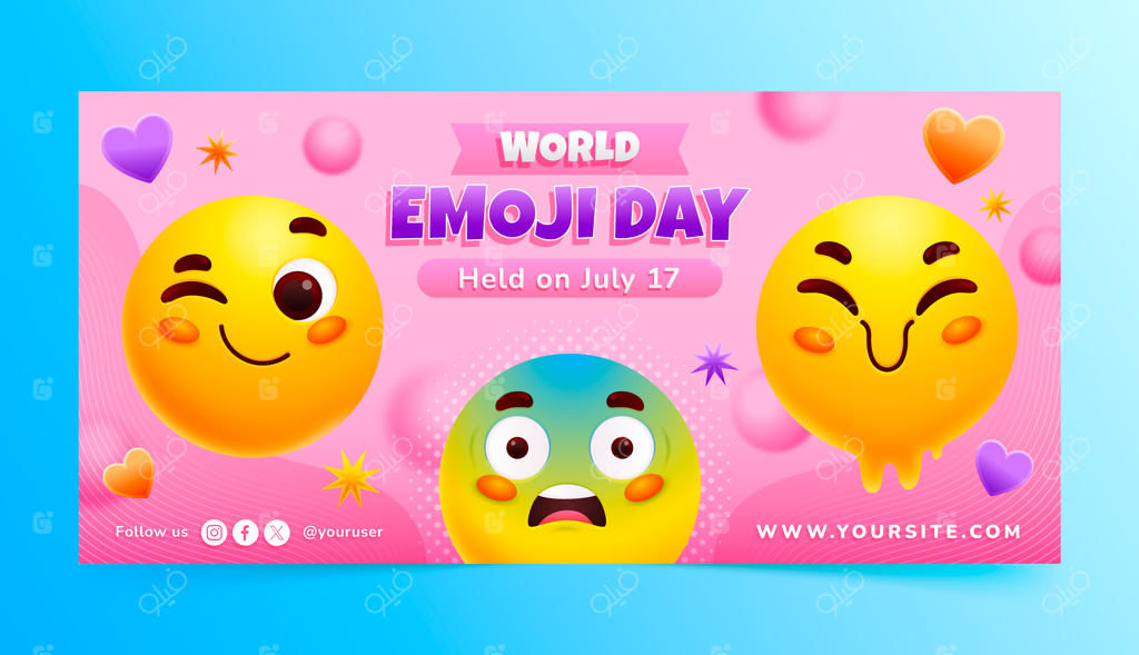 قالب بنر افقی برای جشن روز جهانی ایموجی