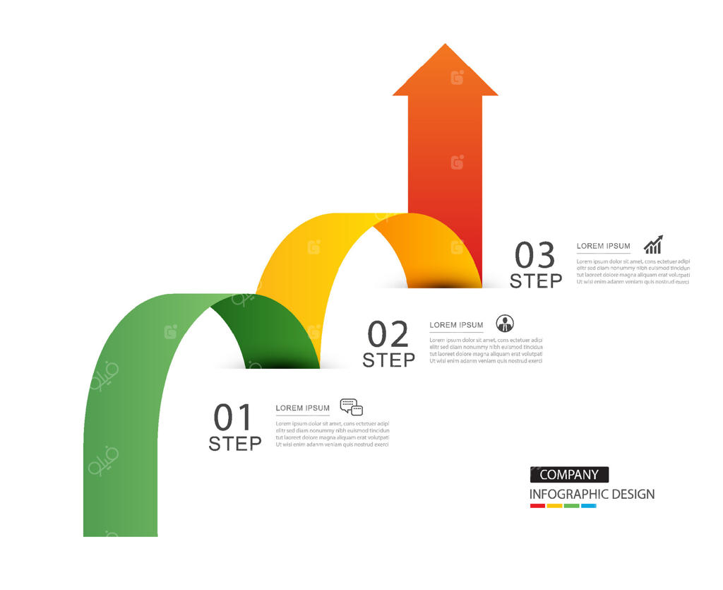 نماد فلش در اینفوگرافیک: مراحل موفقیت در کسب‌وکار.