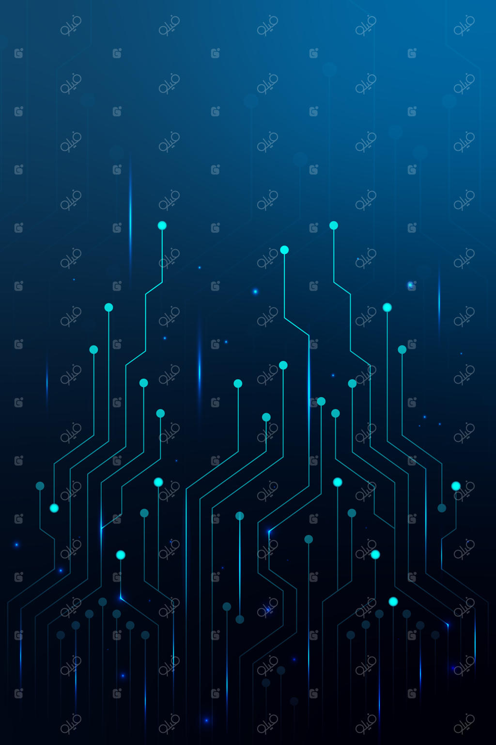 طراحی پس‌زمینه دیجیتال با طرح مدار الکترونیکی آبی و آینده‌نگرانه
