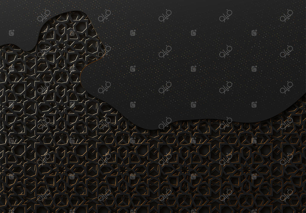 پس‌زمینه مشکی و طلایی با بافت هندسی در سبک تونل و پترن برجسته‌کاری کاغذی. تصویر وکتور