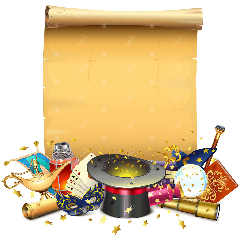 طرح مفهومی جادو با طومار کاغذی