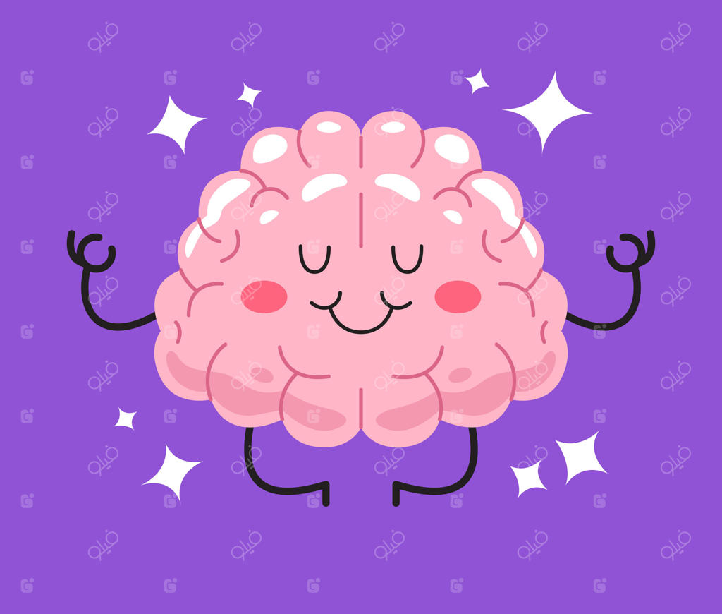 تصویر جذاب از مغزی در حال مدیتیشن در حالت آرام و بی‌تنش. این تصویر زیبا مغز را به‌عنوان عنصر اصلی نشان می‌دهد که آرامش و صلح را به تصویر می‌کشد.