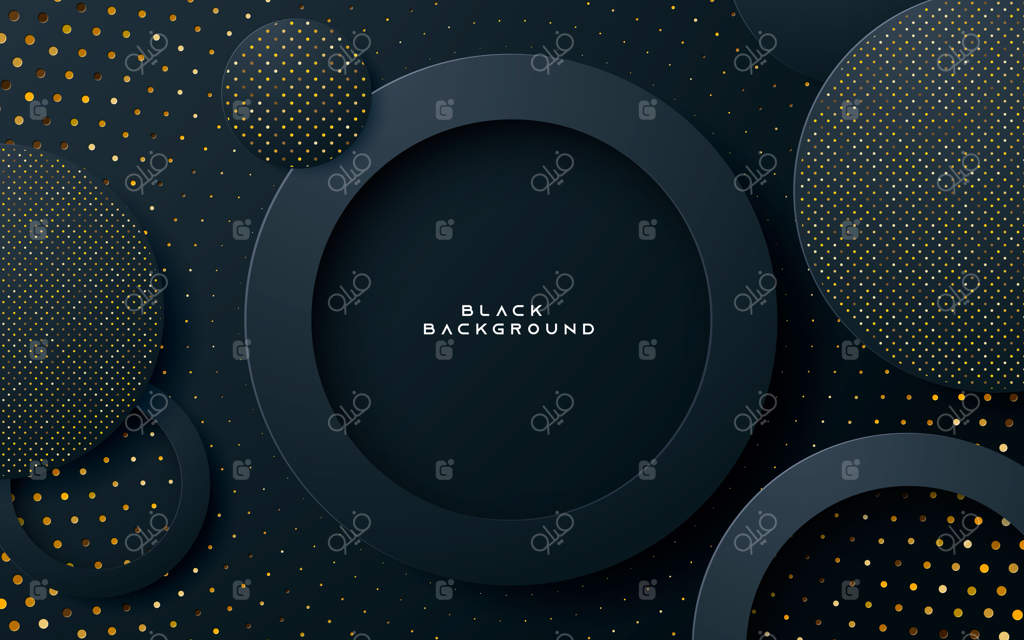 پس‌زمینه دایره سیاه با زرق و برق طلایی
