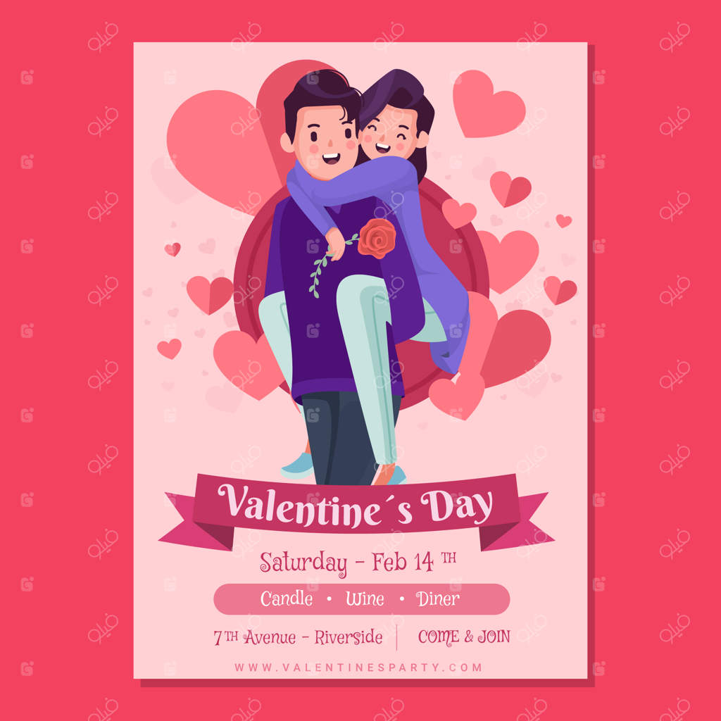 پترن پوستر عمودی برای جشن روز ولنتاین