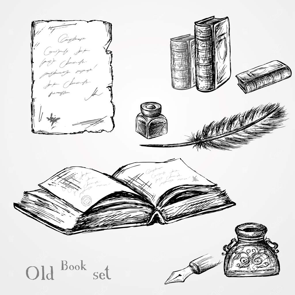 پس‌قند قلم‌پر شیک و جوهر دان تزئینی کلاسیک با کاغذ قدیمی و نوشته پس‌زمینه قدیمی