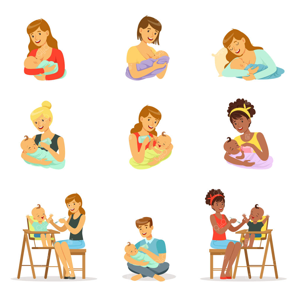 مجموعه‌ای از تصاویر کارتونی رنگارنگ و دقیق بر روی پس‌زمینه سفید