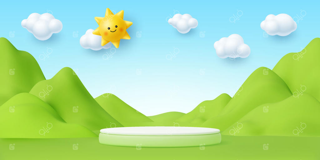 وکتور حرفه‌ای منظره آفتابی، درخشان و شاد مناسب طراحی