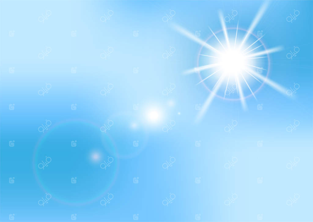 نور خورشید در پس‌زمینه، آسمان آبی، حس خنکی.