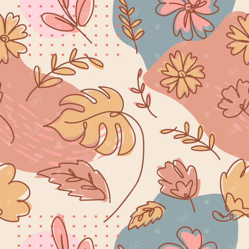 طرح گلدار یکنواخت با خط‌کشی ساده