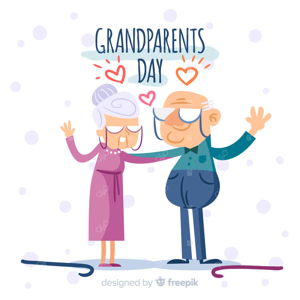 ترکیب دلنشین روز پدربزرگ و مادربزرگ به صورت نقاشی دستی