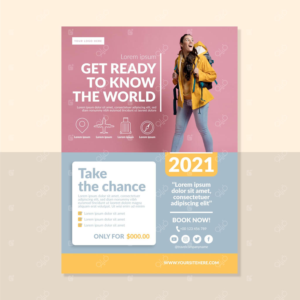 قالب پوستر فروش سفر با عکس