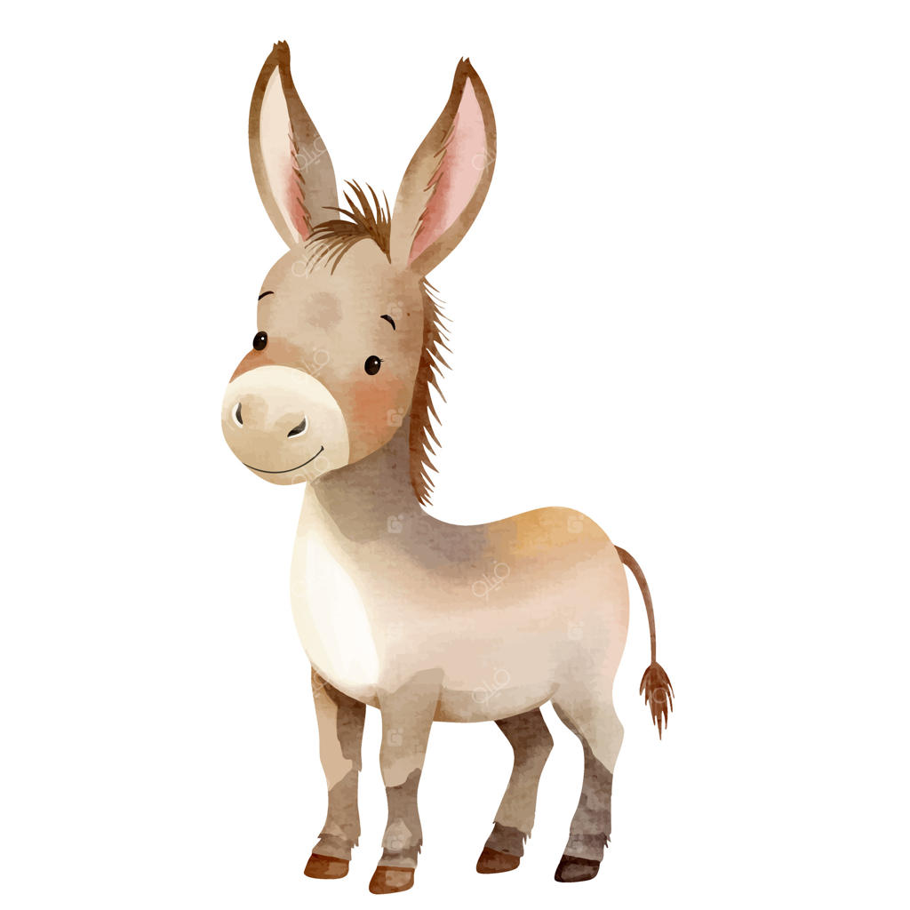 اسب بامزه به سبک آبرنگ. حیوانات مزرعه با طراحی دستی. اسب آبرنگی