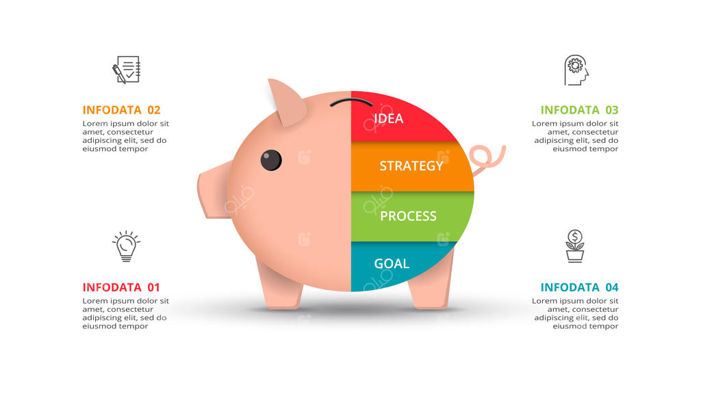 ایده خلاقانه برای اینفوگرافیک با چهار مرحله یا گزینه‌ها یا فرایندها