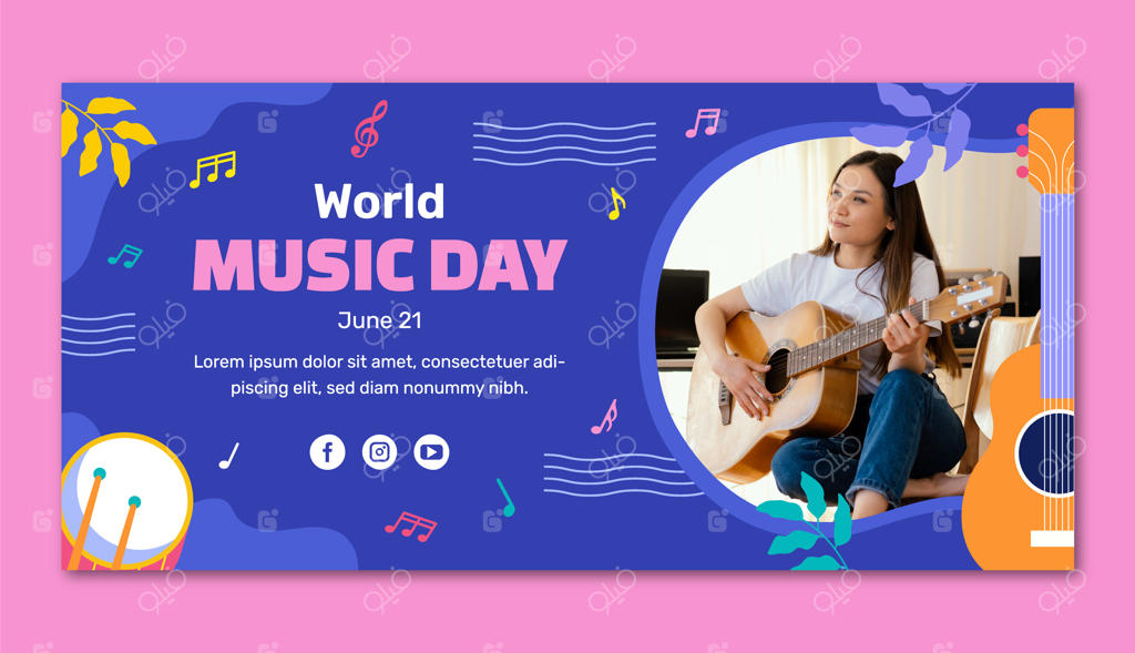 قالب بنر افقی برای جشن روز جهانی موسیقی