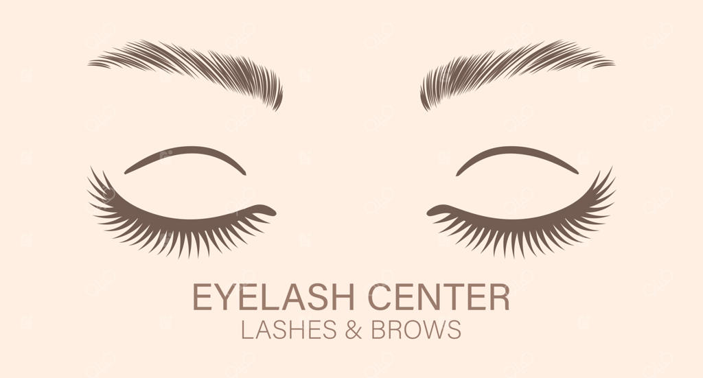 چشمان زنانه با مژه‌ها و ابروهای بلند | لوگو زیبایی برای مرکز مژه و ابرو | لوگو، کارت ویزیت، وکتور