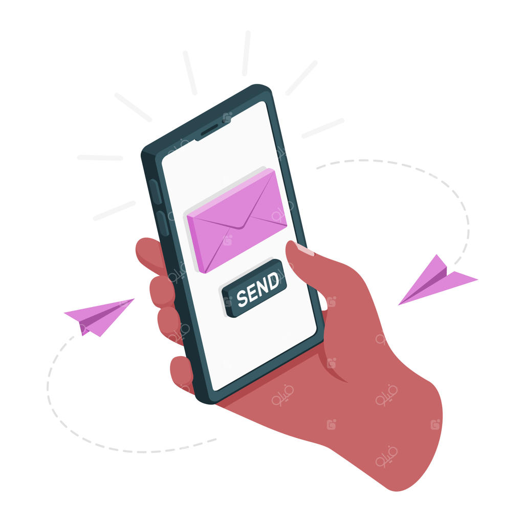 تصویر مفهومی ارسال پیام با تلفن همراه