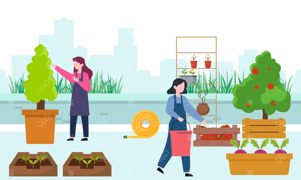 تصویر طراحی باغبانان و کشاورزان در بام سبز