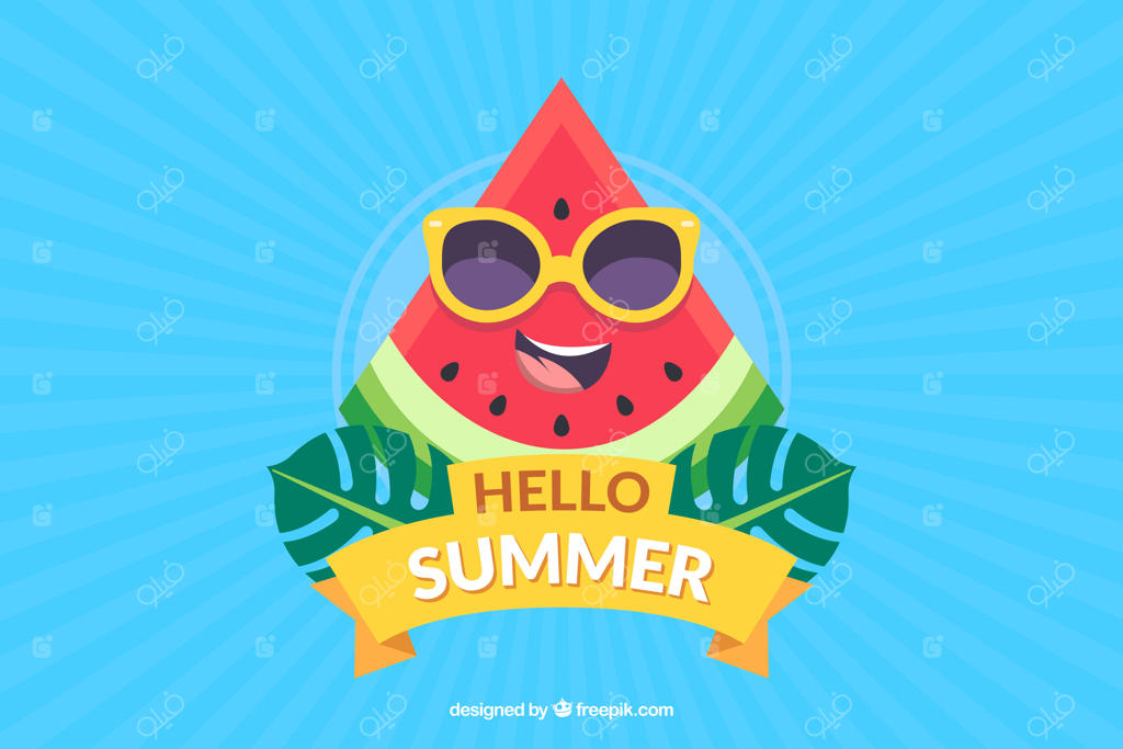پس‌زمینه تابستانی با تصویر کارتونی هندوانه