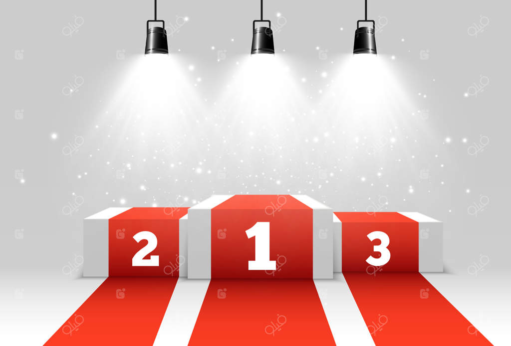 تجهیزات نورپردازی و سکو برای تجلیل از برندگان جوایز.