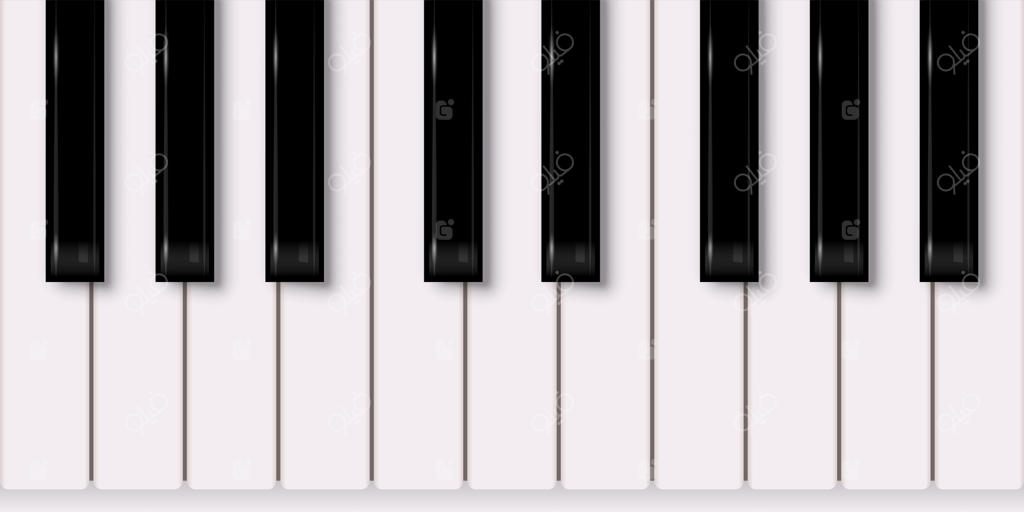 کیبورد پیانو با پس‌زمینه سفید