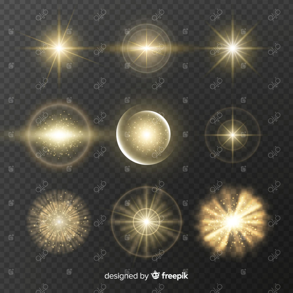 مجموعه‌ای از افکت‌های نور طلایی