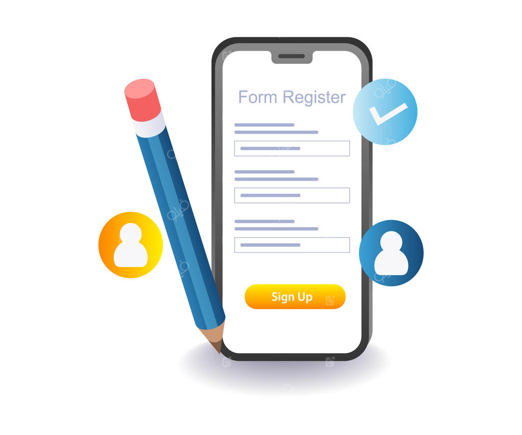 تصویرسازی ثبت نام و ایجاد حساب کاربری با گوشی هوشمند