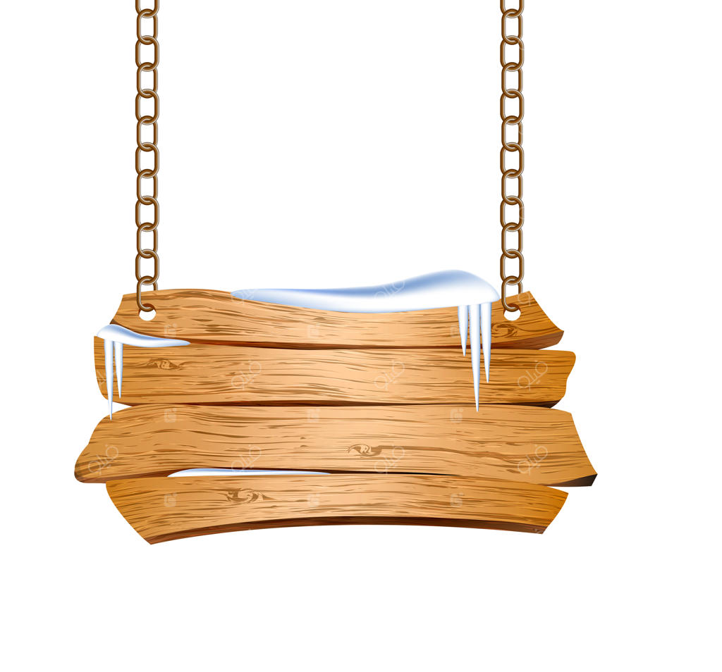تابلوی چوبی آویزان با زنجیرها. طراحی گرافیکی