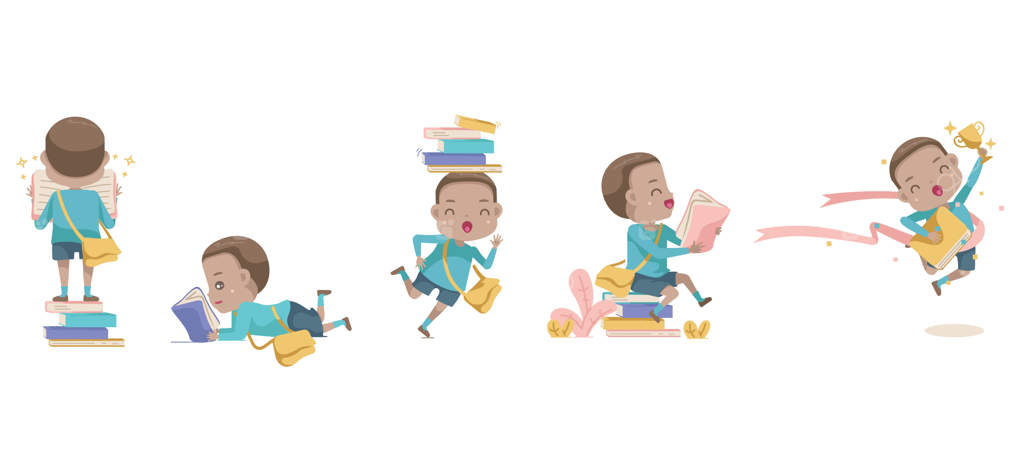 پسر در حال کتاب خواندن