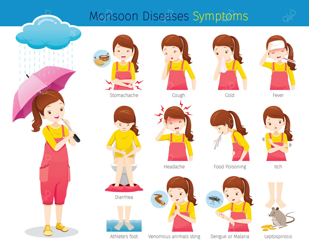 دختری با علائم بیماری‌های فصل باران مونسون