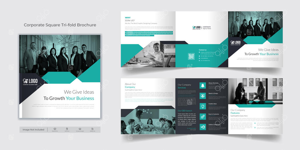 قالب بروشور سه‌لت مربعی شرکتی