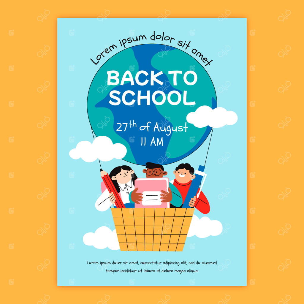 قالب پوستر عمودی برای فصل بازگشت به مدرسه