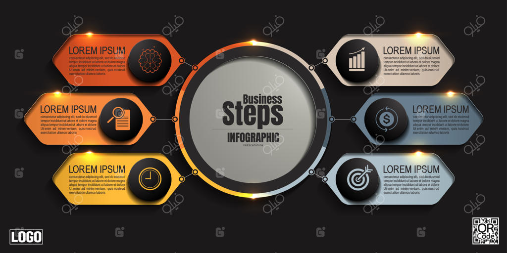 الگوهای نمودار اینفوگرافیک با طراحی‌های ساده برای ارائه‌ها و گزارش‌های مالی