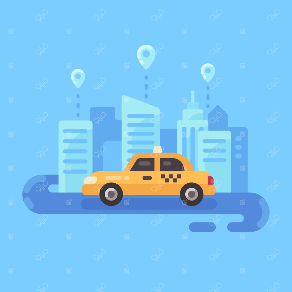 بنر تصویرسازی فلت خدمات تاکسی