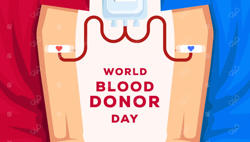 روز جهانی اهداکنندگان خون با حضور اهداکنندگان در پیراهن‌های قرمز و آبی