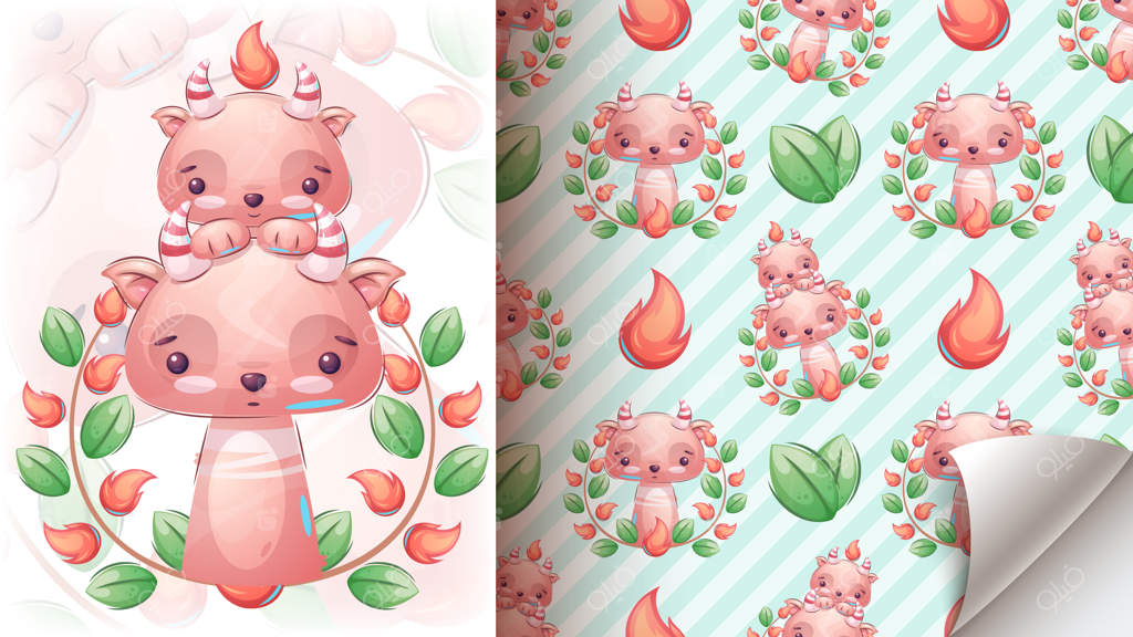 پترن یکپارچه کاراکتر کارتونی شیطان