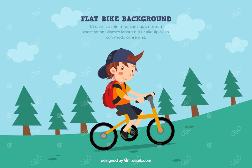 پسر خندان در حال دوچرخه‌سواری