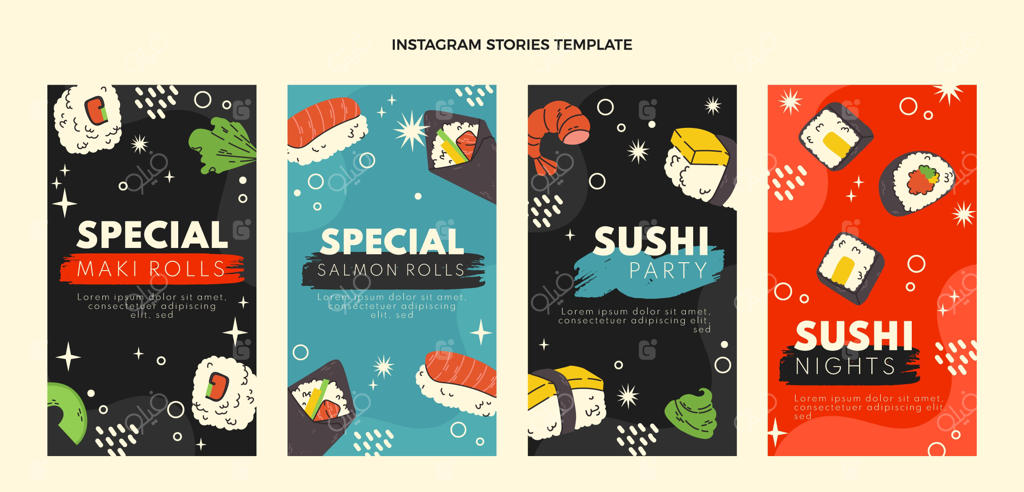 استوری‌های اینستاگرام با نقاشی دستی از غذاها