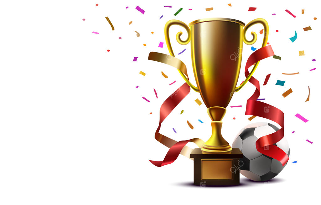 جام طلایی قهرمان در زمین فوتبال - تصویر وکتور