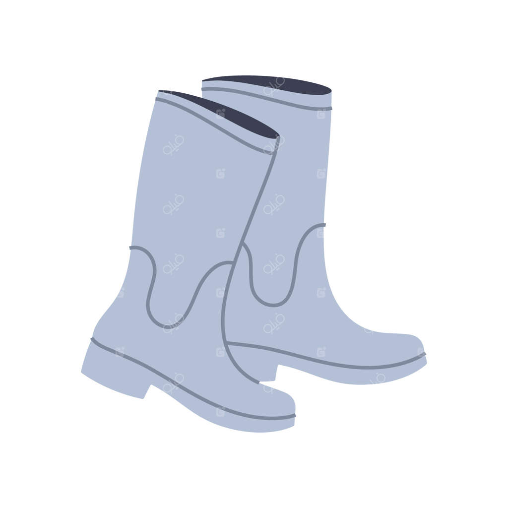 چکمه‌های لاستیکی کار. لباس‌های باغبانی. عنصر گرافیکی برای طراحی‌های بهار و تابستان.