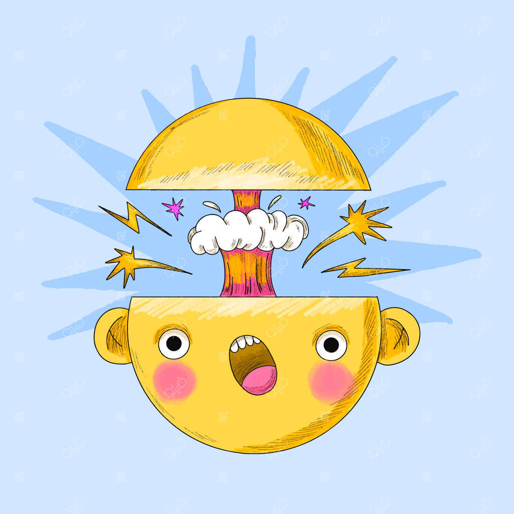 تصویر کارتونی دستی از انفجار سر