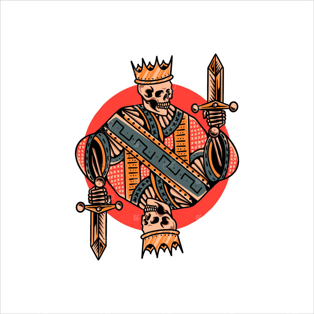 طراحی وکتور خالکوبی پادشاه بدجنس