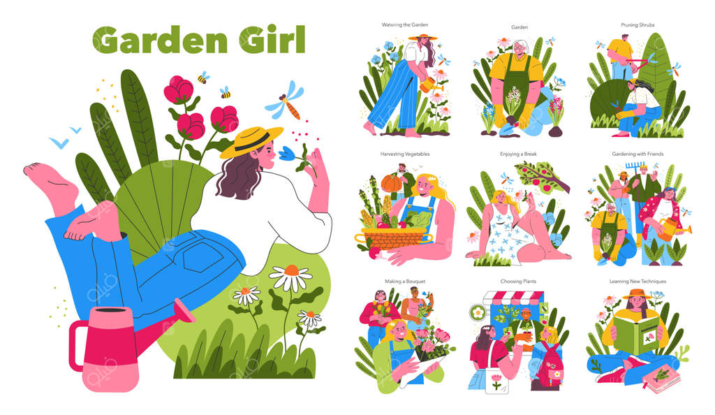 دختر باغبان - تصویرسازی تخت