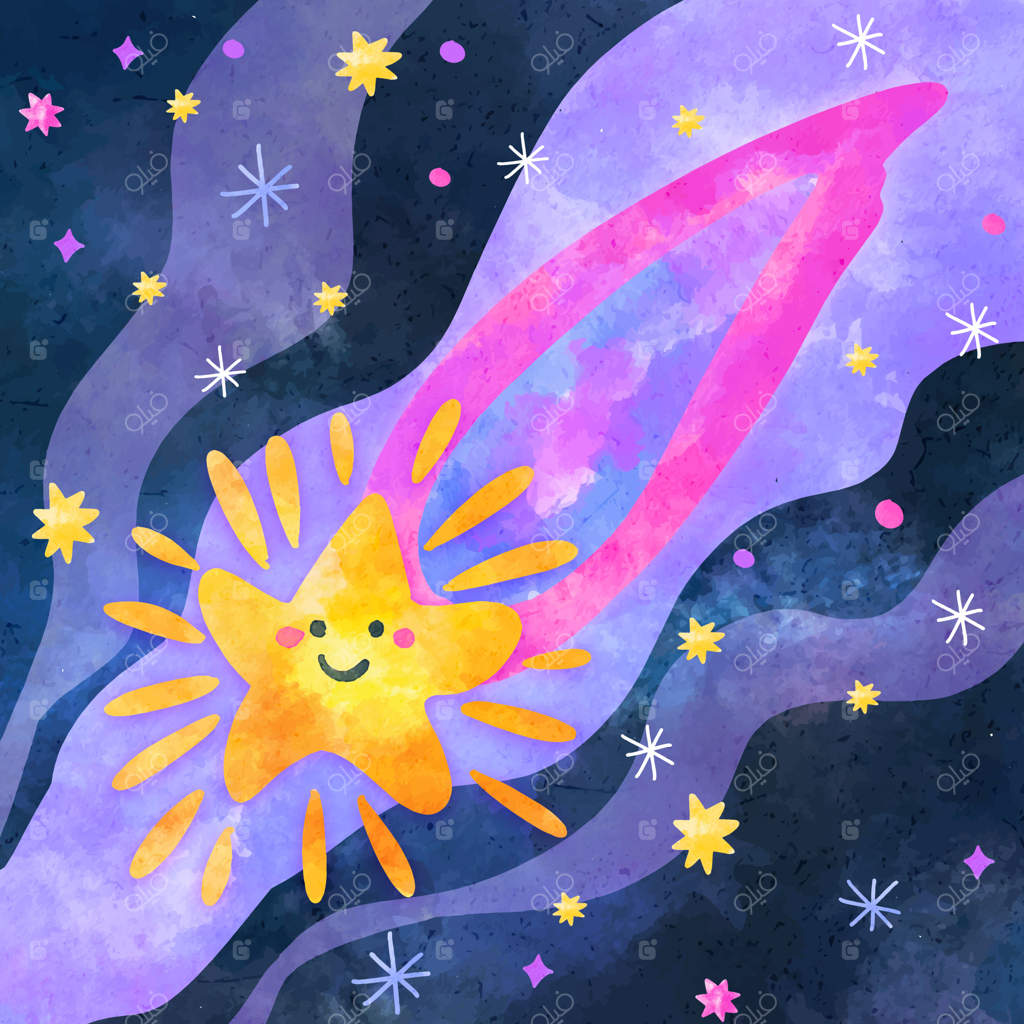 تصویرسازی ستاره دنباله‌دار با آبرنگ